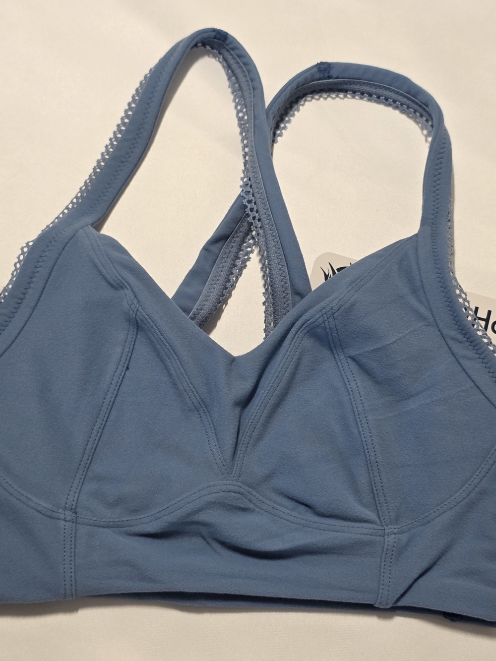 NWT Bergen Lace Trip Bra Blue Wireless Lounge Bra Large A-C